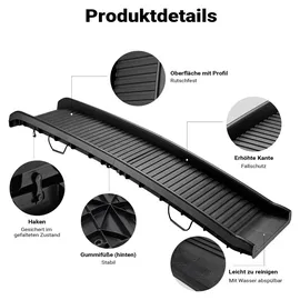 Wiltec Hunderampe faltbar 156 x 40 cm Schwarz