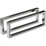 Aqua Bagno | Wandkonsole aus Edelstahl - stabile Waschtischhalterung & Regalträger, 2er Set, silber