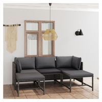 vidaXL Gartenlounge-Set 5-tlg. Garten-Lounge-Set mit Kissen Poly Rattan Grau, (1-tlg) grau 60 cm x 60 cm x 60 cm
