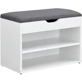 [en.casa] Gentofte 60 x 30 x 46 cm Sitzbank / grau-weiß