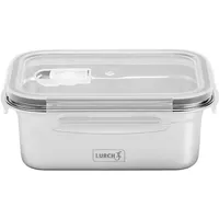 LURCH Lunchbox Safety/Aufbewahrungsbox aus hochwertigem Edelstahl mit BPA-freiem Kunststoffdeckel 800ml, Silber