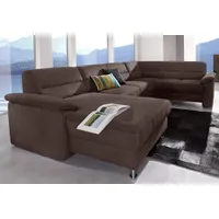 Wohnlandschaft SIT & MORE "Ascara U-Form", braun (dunkelbraun), B:312cm H:85cm T:204cm, NaturLeder in Sitz und Rücken, Korpus ist mit passendem Kunstleder bezogen.;Luxus-Microfaser (100% Polyester);Softlux-Kunstleder;Primabelle-Microfaser (100% Polyester), Sofas, Wohnlandschaft, inklusive Boxspring/Federkern-Polsterung, wahlweise mit Bettfunktion