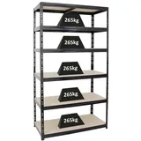 Proregal Schwerlastregal Metall 220x120x60 cm schwarz 6-Ebenen