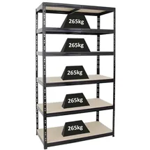 Proregal Schwerlastregal Metall 220x120x60 cm schwarz 6-Ebenen