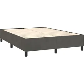 vidaXL Boxspringbett mit Matratze & LED Dunkelgrau 140x200 cm Samt