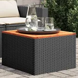 vidaXL Gartentisch Schwarz 55x55x37 cm Poly Rattan und Akazienholz