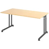 Bümö Schreibtisch Ahorn, Graphit, Nachbildung,Ahorn, Rechteckig, 160x74x80 cm, FSC