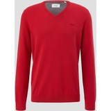 s.Oliver - Strickpullover mit V-Ausschnitt, Herren, rot, 3XL