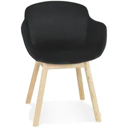 Kadima Design Essstuhl Schwarz Elegant | 59x54x80cm | Armlehnen | Samtstoff & Eichenholzgestell | Esszimmer & Büro