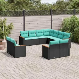 vidaXL Gartensofa-Set 11-tlg. schwarz