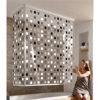 Hochwertiges Eck Duschrollo - Badrollo für die Dusche oder Wanne-Design 6 :Mosaik schwarz /- Grau/-weiß-Kleine Wolke