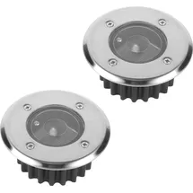 H4L Solar LED Bodeneinbauleuchte rund od. eckig 85mm Bodeneinbaustrahler 2er Set - Silber