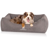 Knuffelwuff orthopädisches Hundebett mit Fächer-Wendekissen Baltimore 80 x 55cm Grau - Abnehmbarer Bezug - waschbar - für große, mittelgroße und kleine Hunde