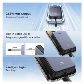 UGREEN Pb505, 20000 mAh, 22.50 W), Powerbank 20000mAh 22.5W mit integriertem USB-C-Kabel