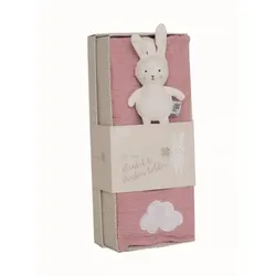 JaBaDaBaDo Geschenk-Set Kuscheldecke, rosa & Schnullerhalter Hase