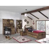 xl moebel gmbh Kinderzimmer Garnitur Pirat Bettrahmen Jugendbett Holz Braun 5tlg Set