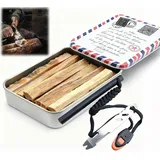 Azttior Feuerstahl Outdoor Survival Ausrüstung, Feuerstahl Klein mit Kienspan Zunder in Metallbox, Magnesium Feuerstarter, Fire Starter Flint, Feueranzünder Outdoor für Camping, Feuerstein Survival