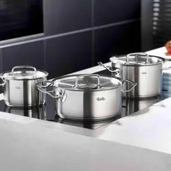 Topfdeckel FISSLER "ORIGINAL-PROFI COLLECTION Edelstahl-Topfset", silber (silberfarben), Ø:24cm, Edelstahl 18/10, Deckel, Fissler Metall Ersatzdeckel für Töpfe, Pfannen, Servierpfannen