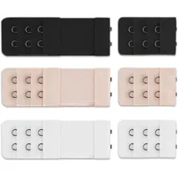 ZPW BH Verlängerung, Dehnbar BH Erweiterung, Bequem Elastische BH-Verlängerer mit 3 Haken und 2 Haken Geeignet für Frauen Damen (Schwarz, Weiß, Hautfarbe) (6 stück, Schwarz, Weiß, Hautfarbe, 2 Haken) - Einheitsgröße