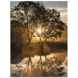 Glasbild ARTLAND "Früh morgens, wenn der Tag erwacht", beige (farbe bild(er): naturfarben), B:45cm H:60cm, Bilder, in verschiedenen Größen