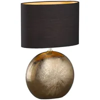 Meine wunschleuchte Tischlampe mit Keramikfuß Bronze Antik & Stoffschirm