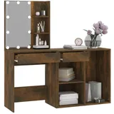 vidaXL LED-Schminktisch mit Schrank Räuchereiche Holzwerkstoff