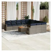 vidaXL Gartensofa-Set 12-tlg. grau Polyrattan