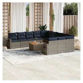 vidaXL Gartensofa-Set 12-tlg. grau Polyrattan