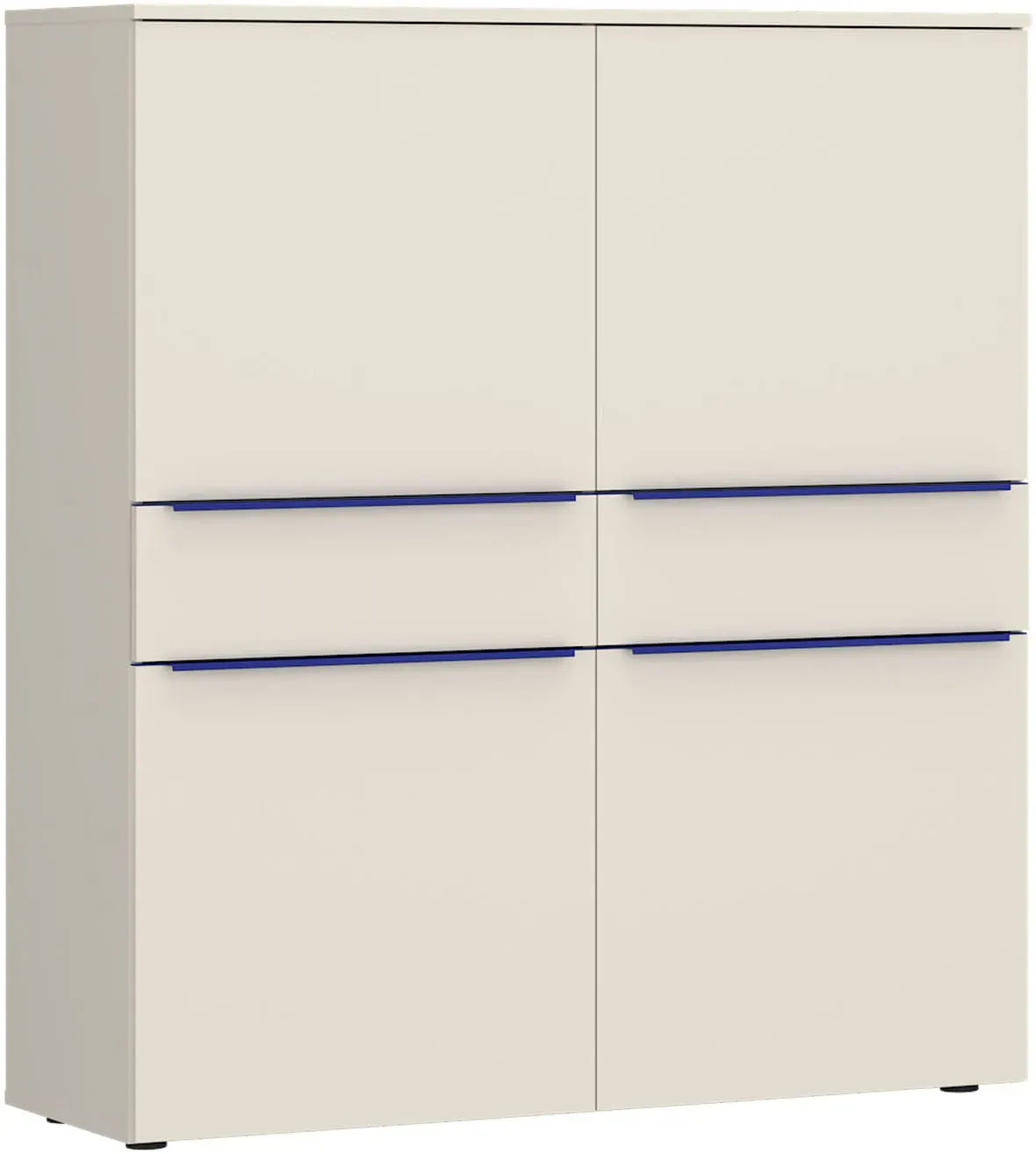 Hochkommode TOM TAILOR HOME, light taupe, B:110cm H:126cm T:42cm, Holzwerkstoff, Melamin, Spanplatte, Sideboards, Highboard, Breite 110 cm,4 Türen,2 Schubladen, viel Stauraum
