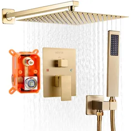 Vevor Duscharmatur Regenduschsystem gebürstetes Gold 305 mm