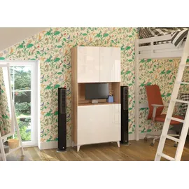 BIM Furniture Klappbare Megan 1 Regale Haushaltsbüro Computertisch Sonoma Eiche / Weiß