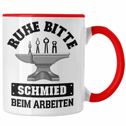 Trendation Tasse Trendation – Schmied Geschenke Tasse mit Spruch Hufschmied Kaffeetasse Geschenkidee rot