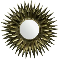 KADIMA DESIGN Wandspiegel Sonne 74 cm Metall Design Hängespiegel Messing Antik, Eisen Dekospiegel Rund, Spiegel Wand Groß, Flurspiegel Garderobenspiegel