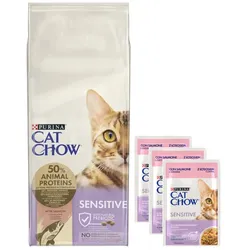 PURINA Cat Chow Special Care Sensitive 15kg + CAT CHOW Sensitive 3x85g