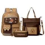 WANWEN Capybara Rucksack Kinder, Capybara Rucksack Set, Wasserdicht, Ergonomisch, Leicht, Geeignet für Jungen und Mädchen, Geeignet für Schule und Freizeit (A)
