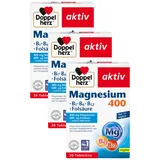 Doppelherz Magnesium 400 + B1 + B6 + B12 + Folsäure - Magnesium unterstützt die normale Muskelfunktion und den Energiestoffwechsel - 30 vegane Tabletten (Packung mit 3)