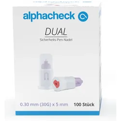 Alphacheck Dual Sicherheits-Pen-Nadel 30G X 5 Mm 100 ST