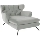 Candy Loveseat 3C CANDY "Beatrice Loungesessel", silber, B:126cm H:95cm T:160cm, Samt-Optik (100% Polyester), Sessel, mit Knopfheftung im Rücken, Fernsehsessel, Relaxsessel
