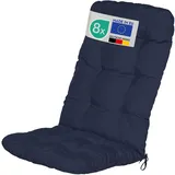 Beautissu 8er Set Hochlehner Auflagen 120x50x8cm - Sitzpolster Set für Gartenstühle Outdoor Stuhlkissen hoch – Gartenstuhlauflage für Hochlehner in Dunkelblau - Flair HL