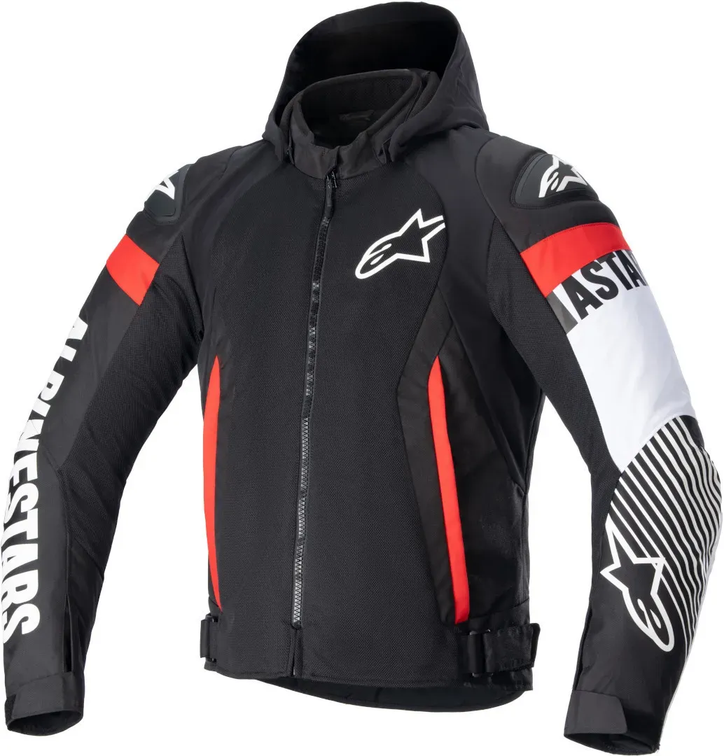 Alpinestars Zaca Air Motorrad Textiljacke, schwarz-weiss-rot, Größe XL für Männer