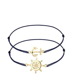 Elli Set Anker Steuerrad Freundschaft 925er Silber goldfarben Damen 