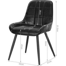 Woltu Esszimmerstuhl Kunstleder schwarz 4er Set
