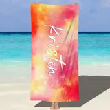 MJARTORIA Personalisiert Strandtuch Microfaser Badetuch mit Namen Kinder Damen, Beach Towel Handtuch Badetuch Stranddecke Schnelltrocknend für Reise Schwimmen Sauna Yoga Fitness 76x152cm Mikrofaser