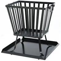TAINO Feuerkorb Eckig mit Funkenschutz Unterlage Garten Outdoor Stahl Schwarz