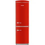 SEVERIN Doppeltür Kühl- & Gefrierschrank, Retro-Design mit Chrom-Details, No Frost + Fast Cooling/Freezing-Funktion, LED-beleuchtet, Kühlbereich 0-8°C, 315 L Volumen, 41 dB, rot, RKG 8997 [EEK E]