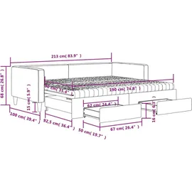 vidaXL Tagesbett Ausziehbar mit Schubladen Hellgrau 90x190 cm Stoff