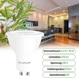 Lumiled LED Reflektorlampe 10er Set 3,4W GU10 warmweiß 38°