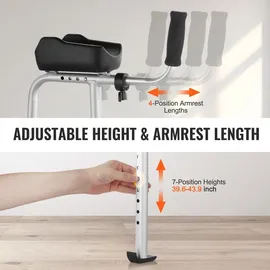 Vevor 2-in-1-Gehhilfe, zusammenklappbar, mit abnehmbaren Armlehnen, höhenverstellbar, zusammenklappbar, mit 5-Zoll-Vollrädern, leichtes Aluminium | Mobilitätshilfe Vorderrädern für ältere und behinderte Menschen, 204 kg