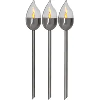 Star Trading LED Solar Fackel Olympus 3er Set silber