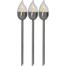 Star Trading LED Solar Fackel Olympus 3er Set silber
